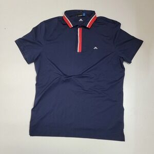 J Lindenberg Navy Golf Polo Shirt Men's Slim Fit‎ XL Hidden Buttons
